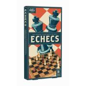 Jeu d'échecs de voyage en bois vintage